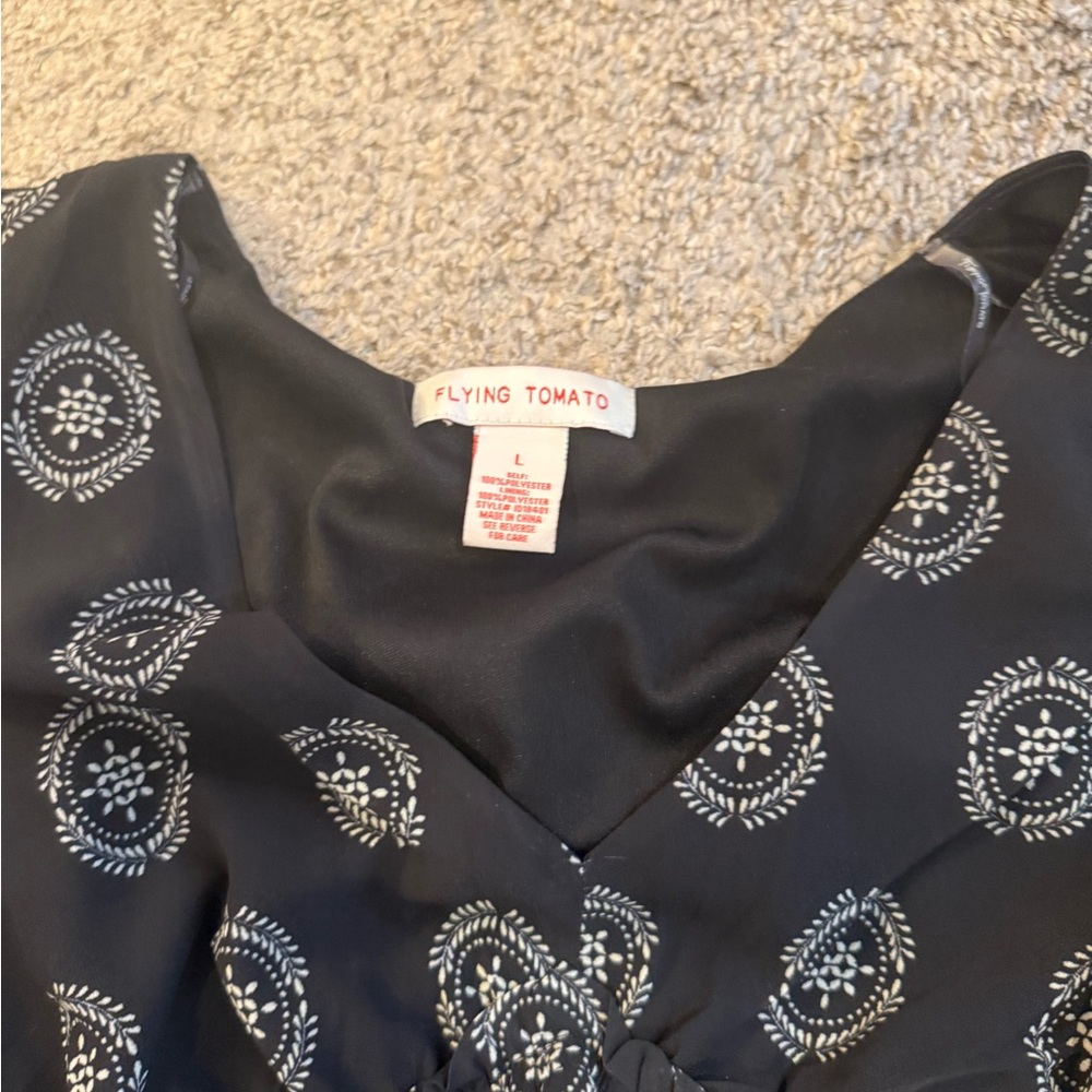 Flying Tomato Black and White Patterned Top